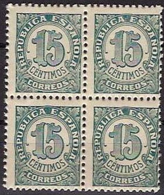 España 1938 747 Sello ** Serie Cifras 15c B4 Papel Blanco Republica Española Timbre Espagne Spain Spagna Espana Espanha